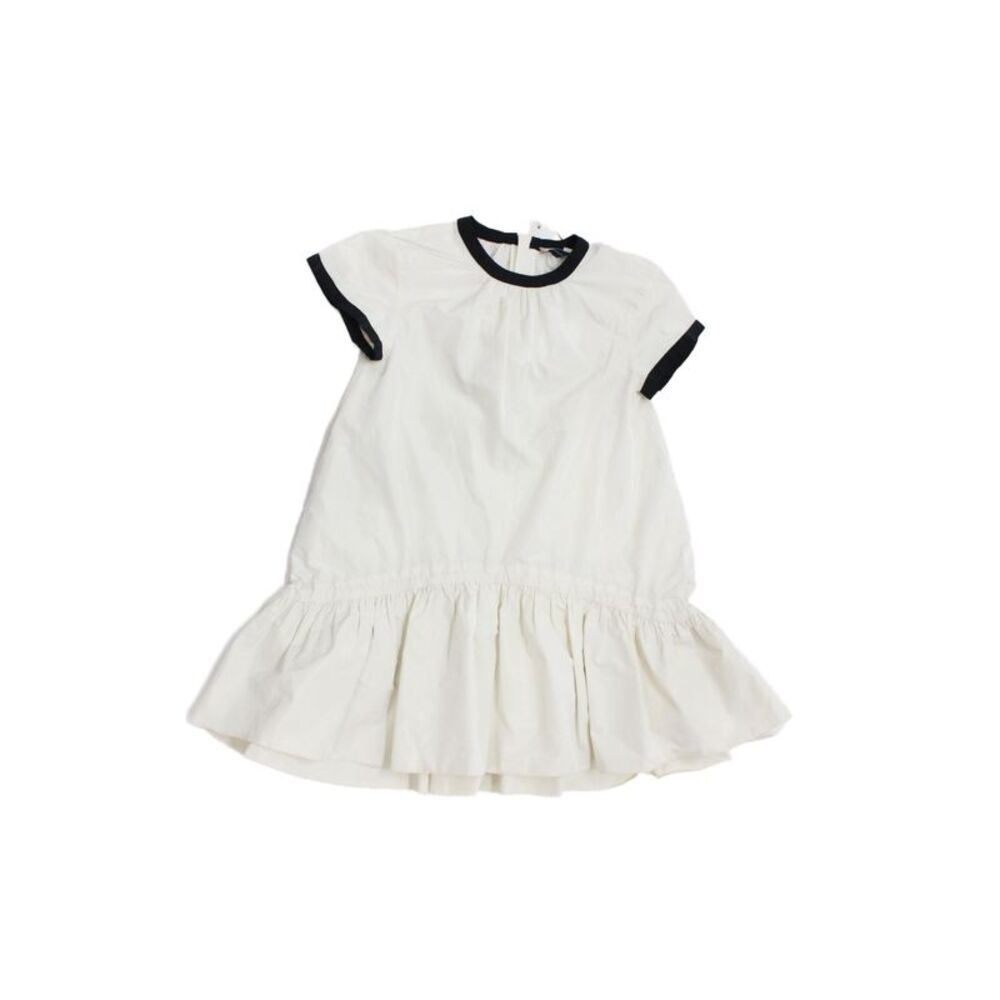 Moncler Girls Crew Neck Color Block Short Sleeve Tiered Dress Bone Size 8Y